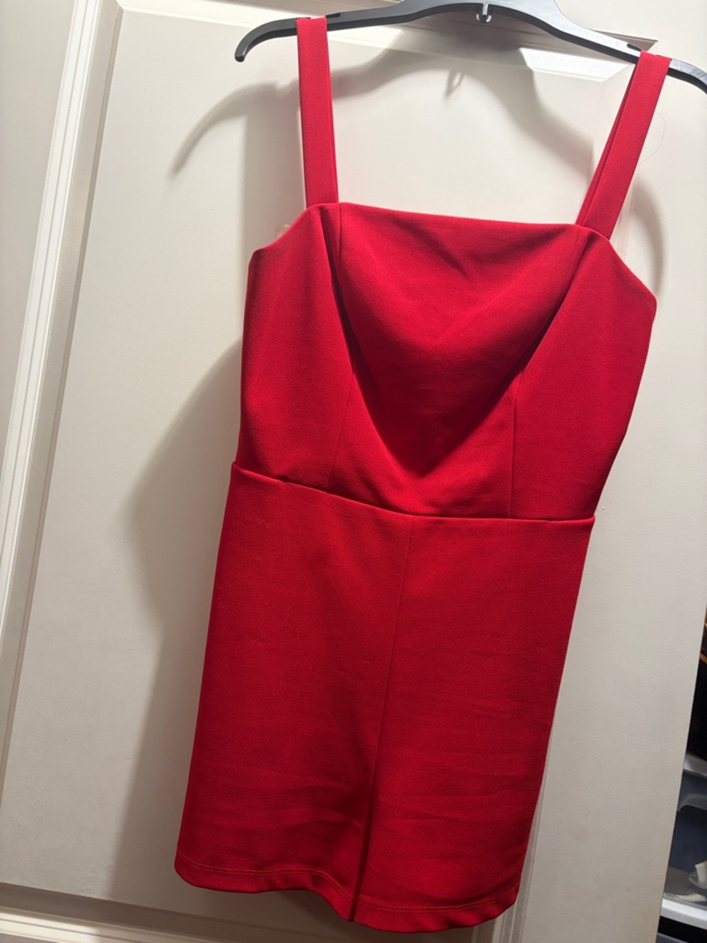 Red Women's Sleeveless Romper Classic Square Neck